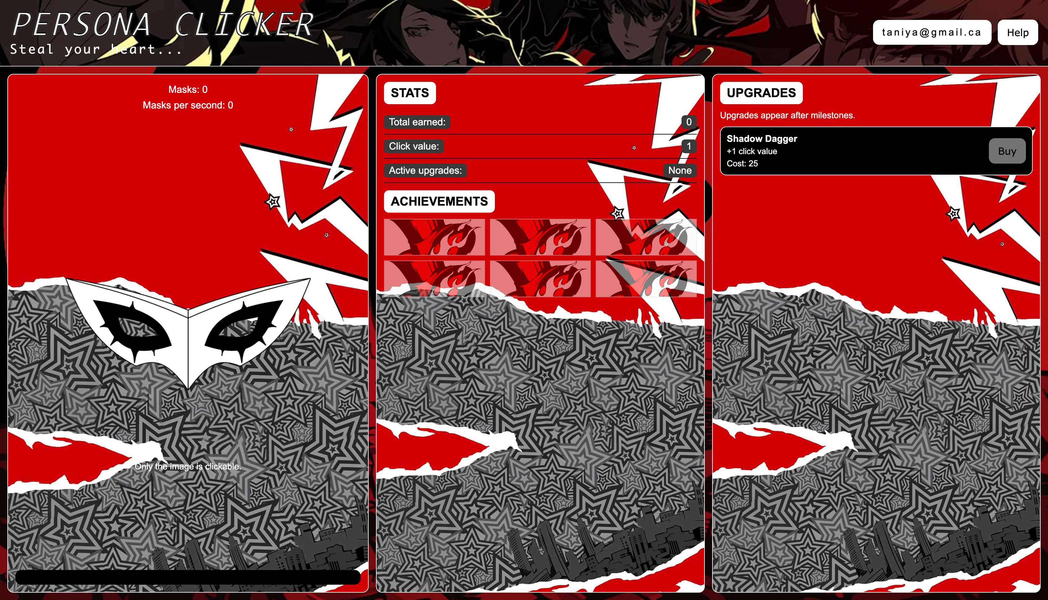 Persona 5 Clicker project screenshot